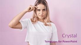  Presentation with acne woman - PPT layouts with young-blonde-woman-standing-over background and a lemonade colored foreground