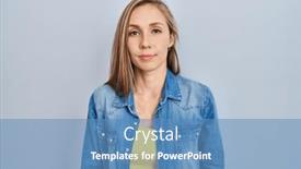  Presentation with simple - PPT layouts enhanced with young-blonde-woman-standing-over background and a teal colored foreground