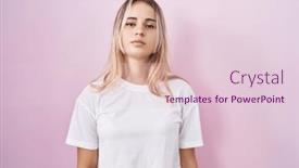  Presentation with pink simple - PPT theme having young-blonde-woman-standing-over background and a  colored foreground