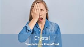  Presentation with face pain - Presentation theme featuring young-blonde-woman-standing-over background and a  colored foreground