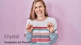  Presentation with pink - Presentation theme consisting of young-blonde-woman-standing-over and a soft green colored foreground