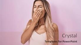  Presentation with sleepiness - Slide deck enhanced with young-blonde-woman-standing-over and a coral colored foreground