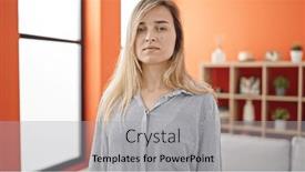  Presentation with home - Presentation featuring young-blonde-woman-standing and a light gray colored foreground