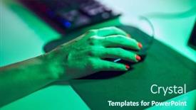  Presentation with computer room - PPT theme having young-blonde-woman-streamer-using background and a  colored foreground