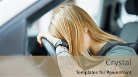  Presentation with stressed - PPT layouts featuring young-blonde-woman-stressed-driving and a  colored foreground