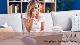  Presentation with home health care - PPT layouts enhanced with young-blonde-woman-studying-using background and a coral colored foreground