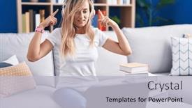  Presentation with computer memory - Slide deck enhanced with young-blonde-woman-studying-using background and a light gray colored foreground