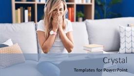  Presentation with scandal - Presentation design featuring young-blonde-woman-studying-using background and a light blue colored foreground