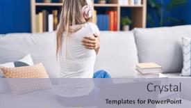  Presentation with computer love - Presentation theme enhanced with young-blonde-woman-studying-using background and a light gray colored foreground