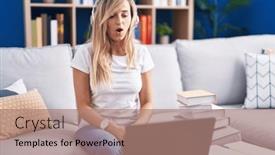  Presentation with fear - Presentation theme enhanced with young-blonde-woman-studying-using background and a  colored foreground