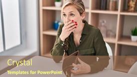  Presentation with empty - Presentation theme featuring young-blonde-woman-surprised-looking background and a violet colored foreground