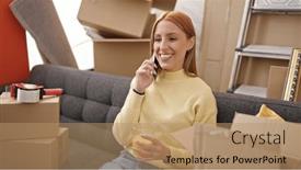  Presentation with orange juice - Slide deck having young-blonde-woman-talking background and a coral colored foreground