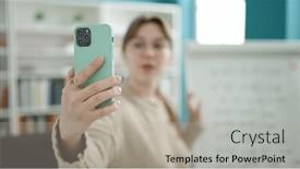  Presentation with maths - Presentation featuring young-blonde-woman-teacher-explaining background and a  colored foreground