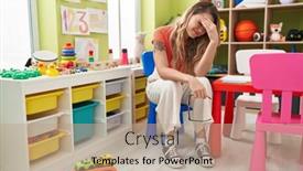  Presentation with teacher - Presentation having young-blonde-woman-teacher-sitting background and a coral colored foreground