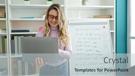  Presentation with maths - Presentation theme featuring young-blonde-woman-teacher-teaching background and a lemonade colored foreground