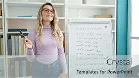  Presentation with maths - Slides having young-blonde-woman-teacher-teaching background and a light gray colored foreground