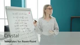  Presentation with magnetic - Slide set consisting of young-blonde-woman-teaching-maths background and a light gray colored foreground