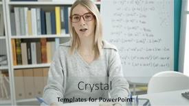  Presentation with maths - Slide set featuring young-blonde-woman-teaching-maths background and a light gray colored foreground