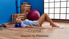  Presentation with woman sport - Theme featuring young-blonde-woman-training-using background and a  colored foreground