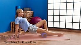  Presentation with woman sport - Presentation design enhanced with young-blonde-woman-training-using background and a  colored foreground