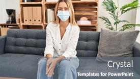  Presentation with covid - Slides enhanced with young-blonde-woman-treating-covid background and a gray colored foreground