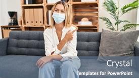  Presentation with covid - Theme consisting of young-blonde-woman-treating-covid background and a  colored foreground