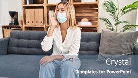  Presentation with covid - PPT layouts consisting of young-blonde-woman-treating-covid background and a  colored foreground