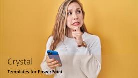  Presentation with autonomic nervous system - PPT theme consisting of young-blonde-woman-using-smartphone background and a yellow colored foreground