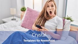  Presentation with fear - Slide deck having young-blonde-woman-using-smartphone background and a  colored foreground