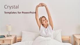  Presentation with bed - Presentation theme with young-blonde-woman-waking-up background and a lemonade colored foreground