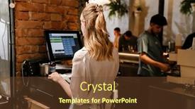  Presentation with restaurant kitchen - Theme consisting of young-blonde-woman-wearing-apron background and a tawny brown colored foreground