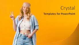  Presentation with peace - Slide deck enhanced with young-blonde-woman-wearing-bandanna background and a  colored foreground