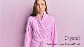  Presentation with puffing - Audience pleasing presentation theme consisting of young-blonde-woman-wearing-bathrobe backdrop and a lemonade colored foreground