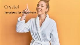  Presentation with number - Slide deck enhanced with young-blonde-woman-wearing-bathrobe background and a yellow colored foreground