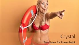 Presentation with lifeguard - Presentation having young-blonde-woman-wearing-bikini background and a gold colored foreground