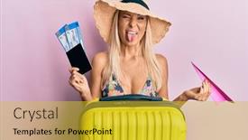  Presentation with passport - Presentation consisting of young-blonde-woman-wearing-bikini background and a gold colored foreground