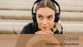  Presentation with black woman - Slide set consisting of young-blonde-woman-wearing-black background and a coral colored foreground