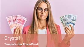  Presentation with simple business - Colorful PPT theme enhanced with young-blonde-woman-wearing-business backdrop and a coral colored foreground