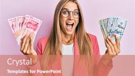  Presentation with business success - Cool new slide set with young-blonde-woman-wearing-business backdrop and a coral colored foreground