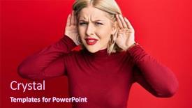  Presentation with deaf - Colorful slide set enhanced with young-blonde-woman-wearing-casual backdrop and a crimson colored foreground