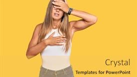  Presentation with flu virus - Amazing PPT layouts having young-blonde-woman-wearing-casual backdrop and a yellow colored foreground
