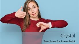  Presentation with conflict - Presentation enhanced with young-blonde-woman-wearing-casual background and a light blue colored foreground