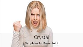  Presentation with young woman wearing boxer gloves - Cool new PPT layouts with young-blonde-woman-wearing-casual backdrop and a lemonade colored foreground