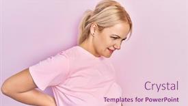  Presentation with back pain - PPT theme consisting of young-blonde-woman-wearing-casual background and a  colored foreground