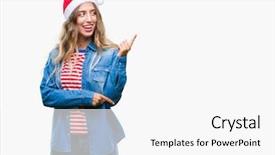  Presentation with hat - Beautiful presentation featuring young blonde woman wearing christmas backdrop and a  colored foreground