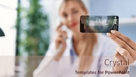  Presentation with dentist xray - PPT theme enhanced with young-blonde-woman-wearing-dentist background and a coral colored foreground