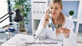  Presentation with dentist xray - Presentation theme featuring young-blonde-woman-wearing-dentist background and a light gray colored foreground