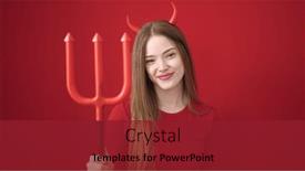  Presentation with devil - PPT theme featuring young-blonde-woman-wearing-devil background and a crimson colored foreground