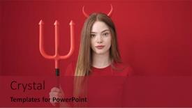  Presentation with devil - PPT layouts having young-blonde-woman-wearing-devil background and a crimson colored foreground