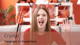  Presentation with devil - Slides with young-blonde-woman-wearing-devil background and a red colored foreground